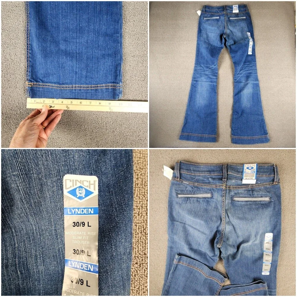 Cinch Lynden Jeans Womens 30/9 Long Blue Mid Rise Slim Bootcut Stretch Denim